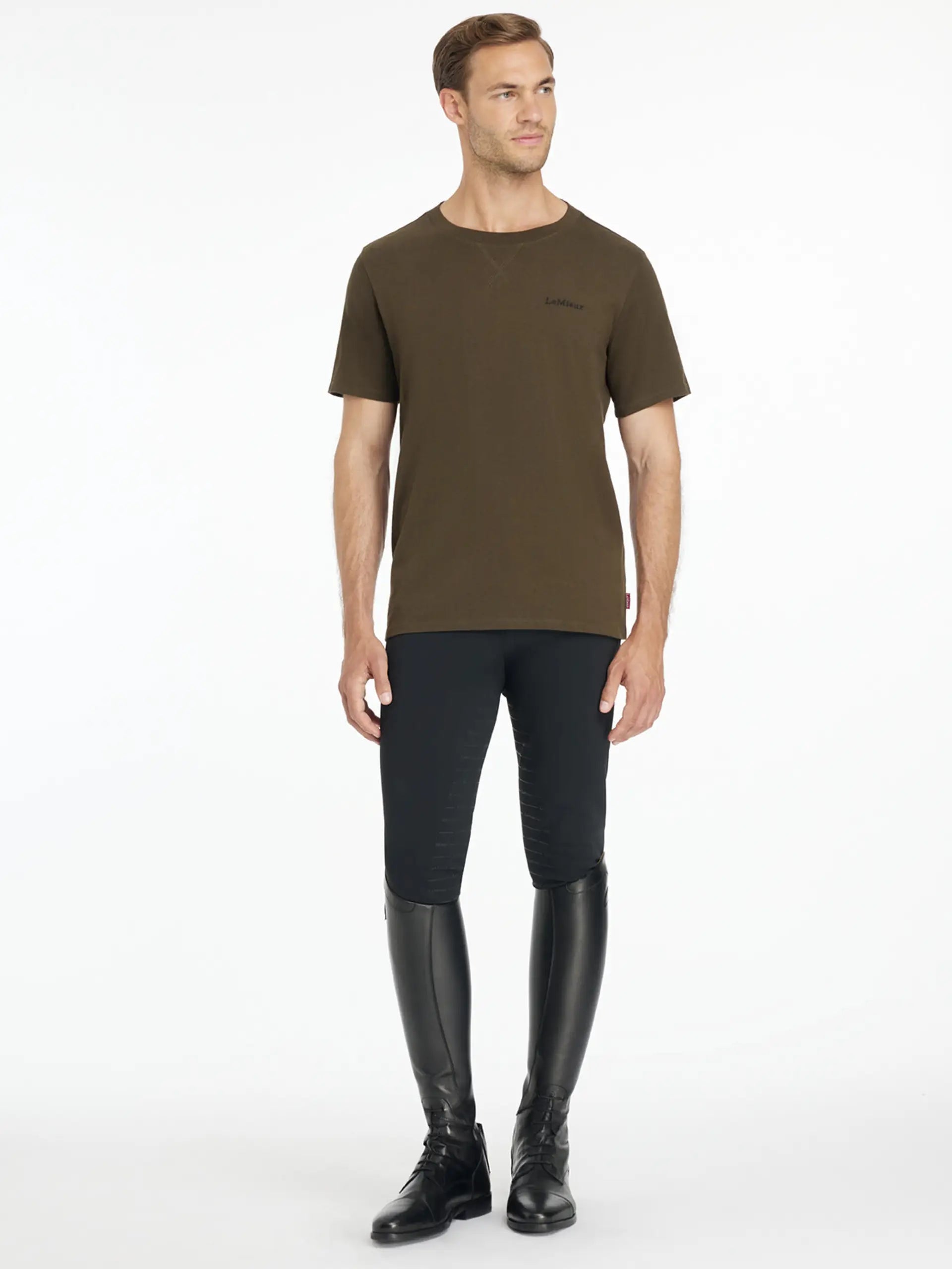 Lemieux Men's Alpine T-Shirt: Stylish riding apparel in earthy brown, Equestrian fashion, comfortable and casual top for male riders