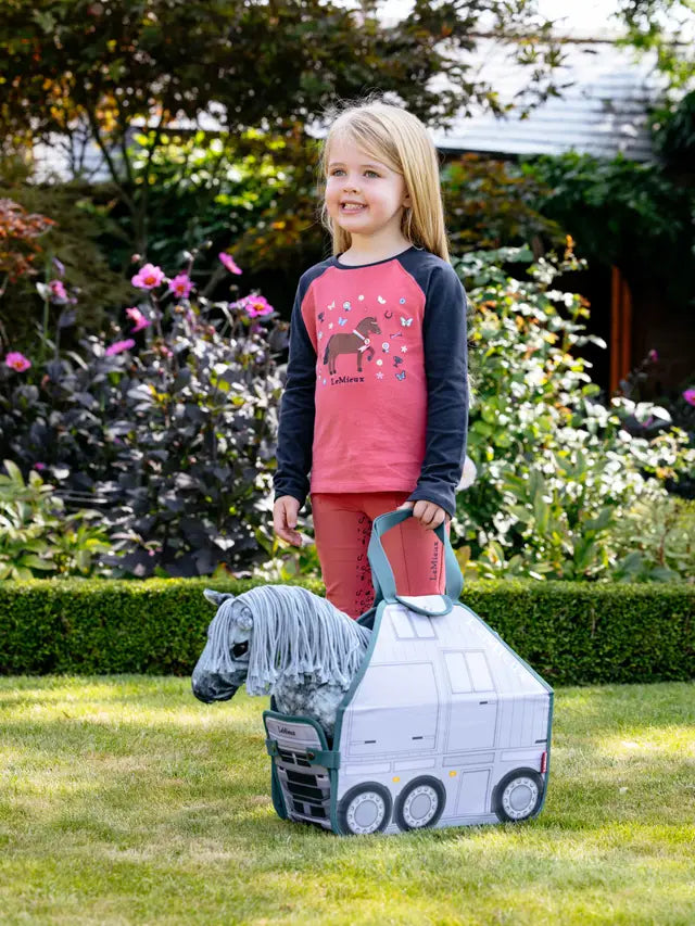 LeMieux Toy Pony & Horse Trailer Carrier Bag: Girl with Plush Horse in Carrier. Outdoor Play. Horse Toy Accessories.