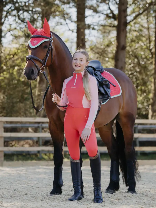 LeMieux Harlow Young Rider Long Sleeve Base Layer Coral Crush