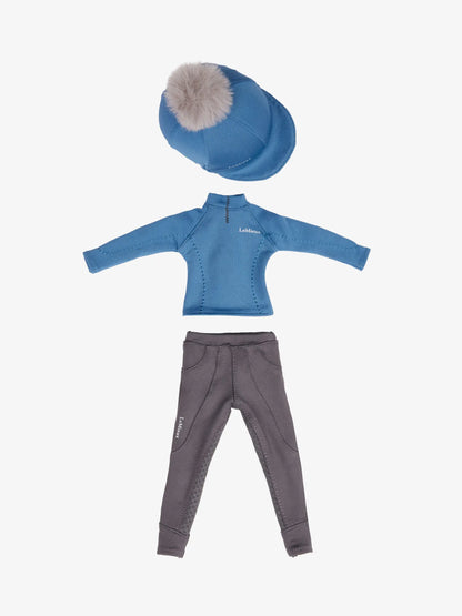 LeMieux Toy Rider Outfit: Ice Blue Equestrian Doll Clothing Set - Hat, Top, Breeches, Toy Pony Accessories