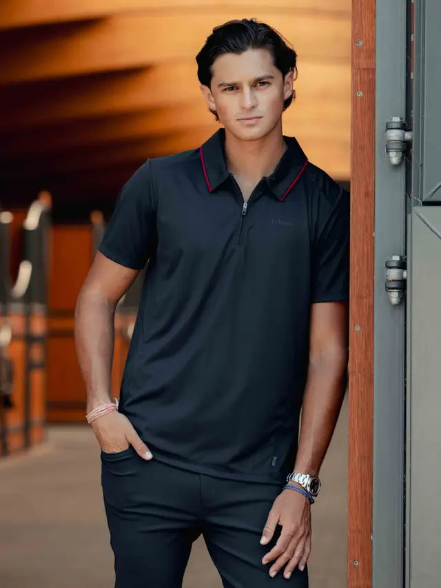 LeMieux Mens Performance Polo Navy - Technical Riding Shirt - Equiflair