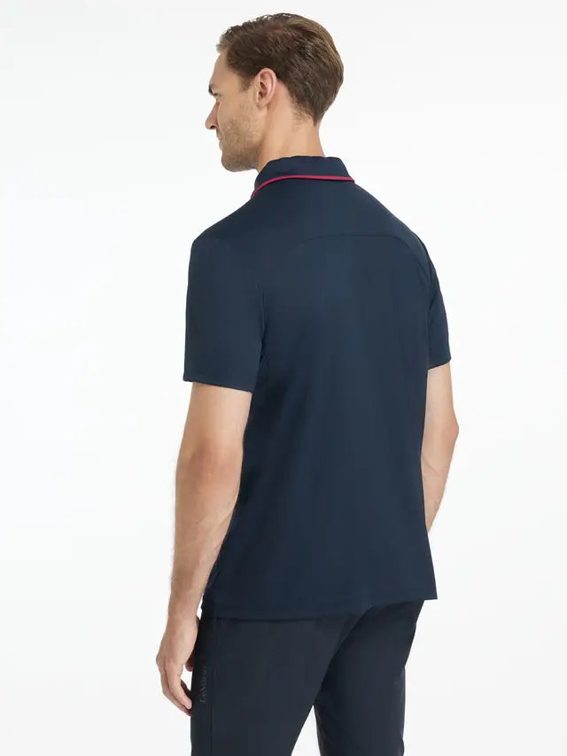 Lemieux Mens Performance Polo Navy - Technical Polo Shirt, Sweat-Wicking, Anti-Odor | Equiflair