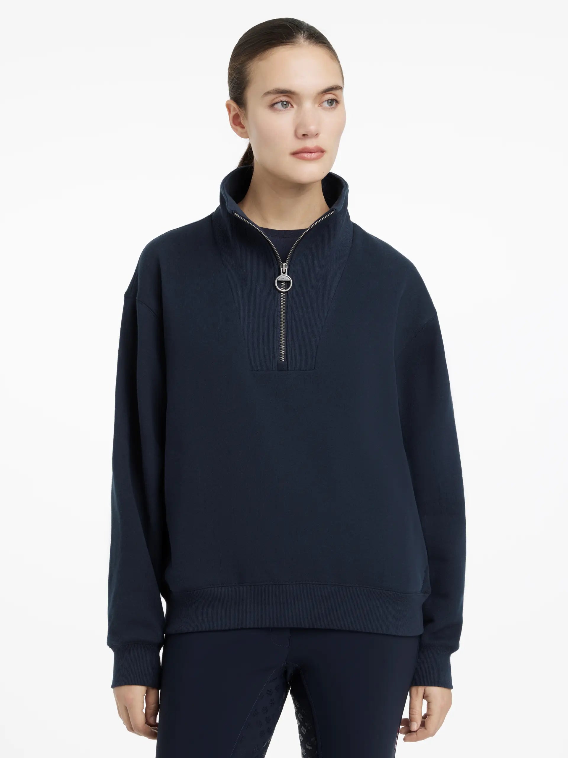 LeMieux Keira Quarter Zip Sweatshirt - Navy Blue Ladies Pullover - Relaxed Fit Sportswear Top at Equiflair
