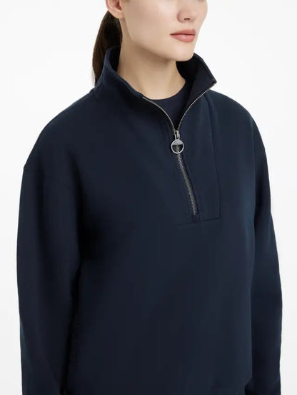 LeMieux Keira Quarter Zip Sweatshirt - Navy Relaxed Fit. Equestrian Pullover.