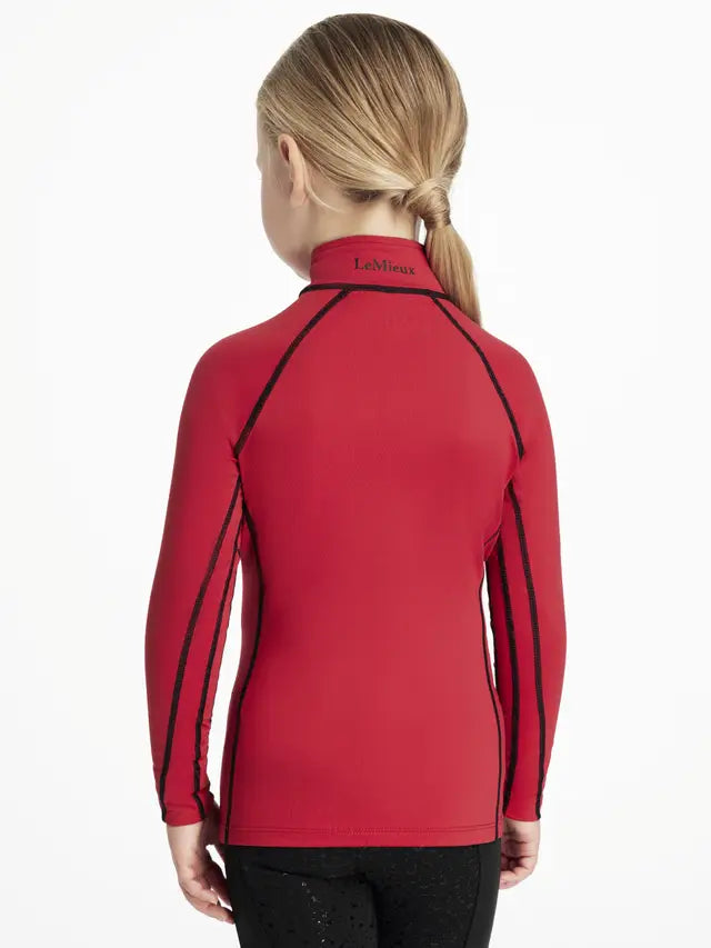 LEMIEUX Mini Classique Base Layer Chilli, Girl, Long Sleeve Top, Moisture-Wicking, Horse Riding Apparel
