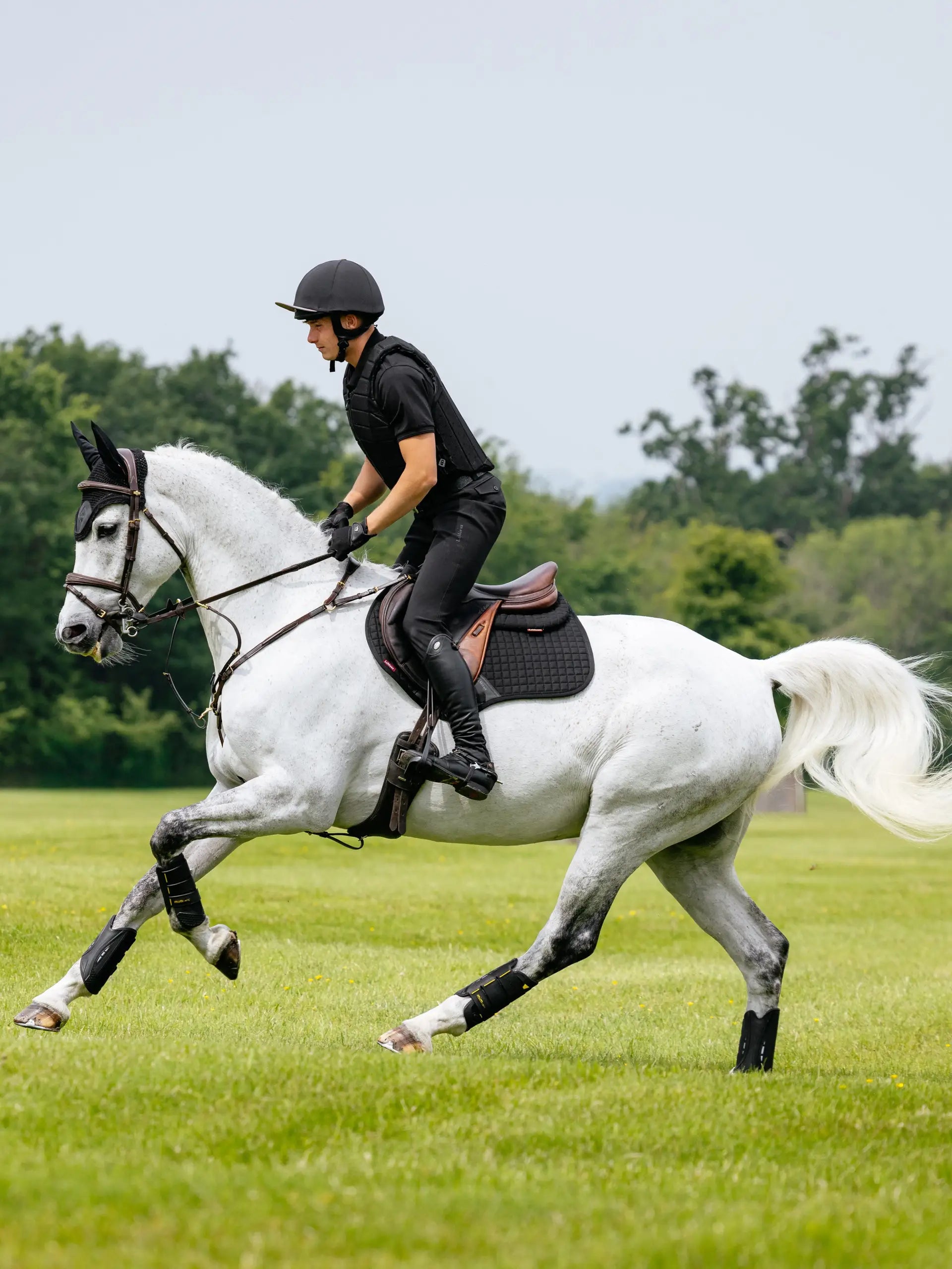 LeMieux Close Contact Square Saddle Pad: Equestrian Jumping Horse Grey