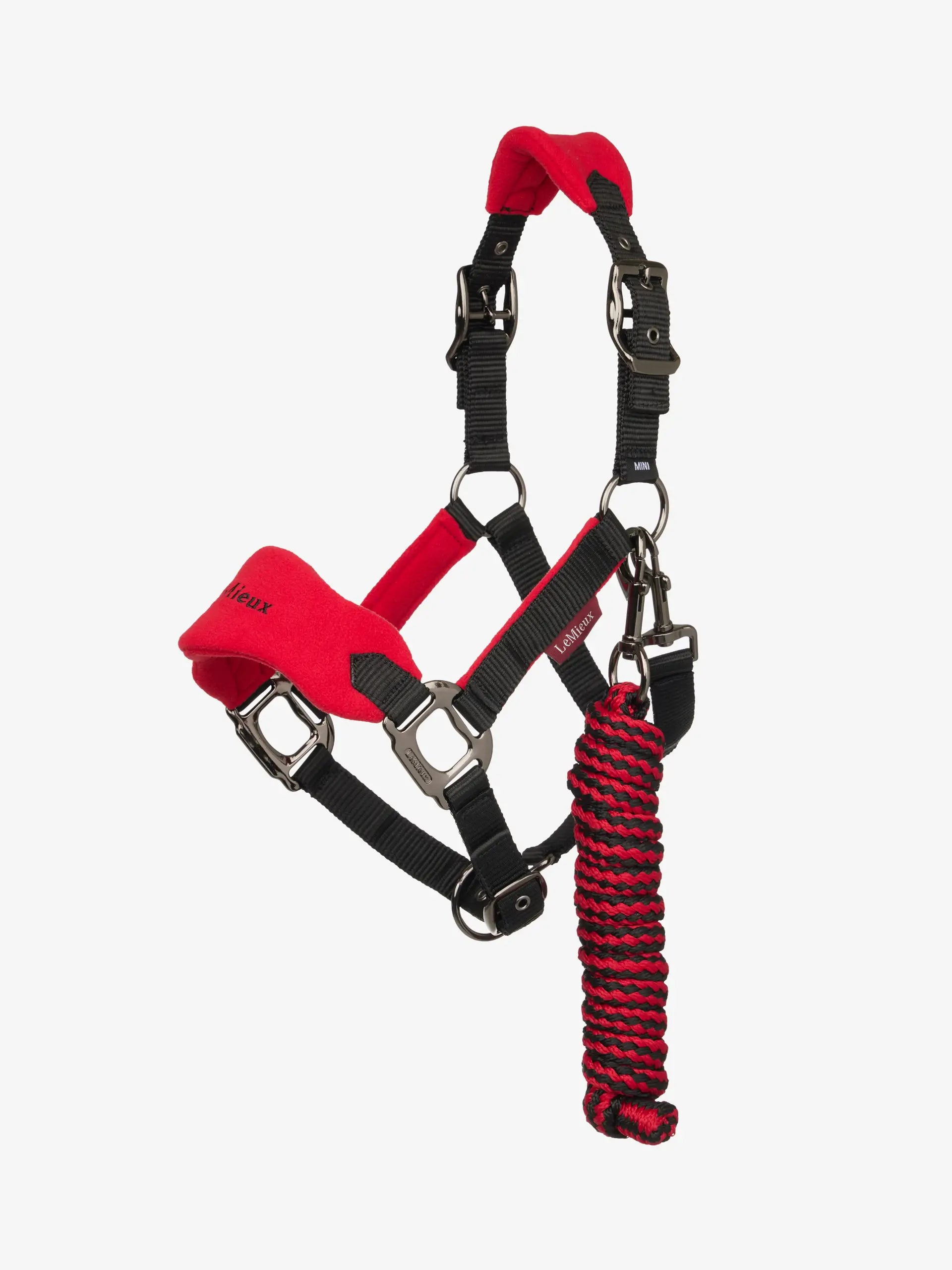 LeMieux Mini Vogue Chilli Headcollar & Leadrope - Pony Headcollar Red Black Padded Halter For Miniature Horses