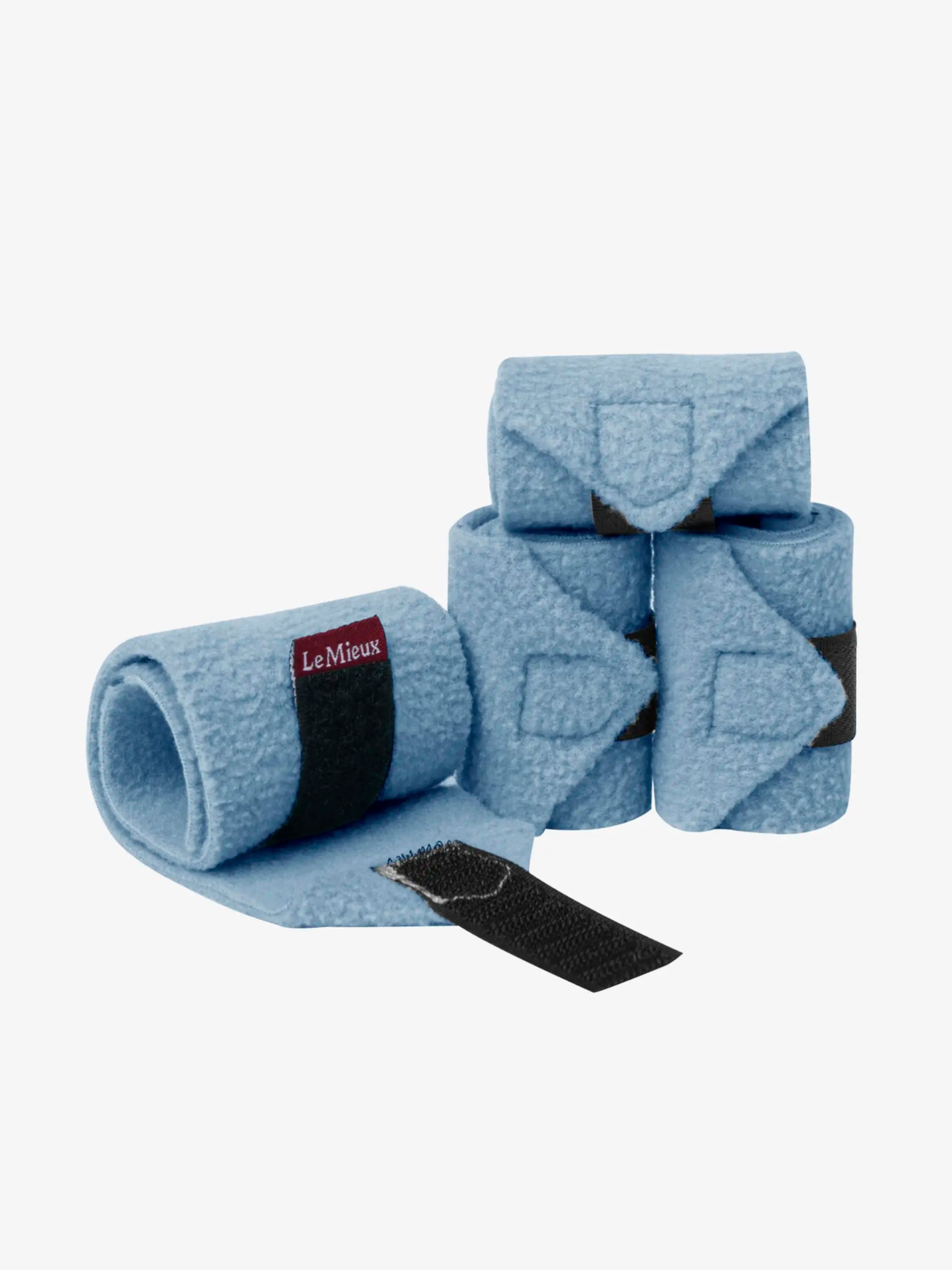 LeMieux Toy Pony Bandages - Ice Blue, Miniature Equestrian Fleece Polo Wraps with Hook & Loop Fastening