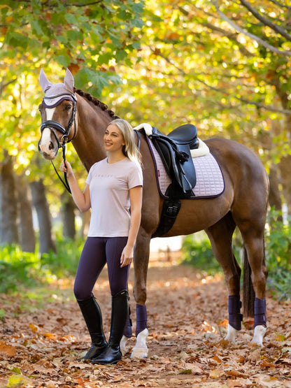 Lemieux Sports T-Shirt Lilac Equestrian Fashion: Woman and Horse in Matching Gear for Summer Horse Riding | Equiflair