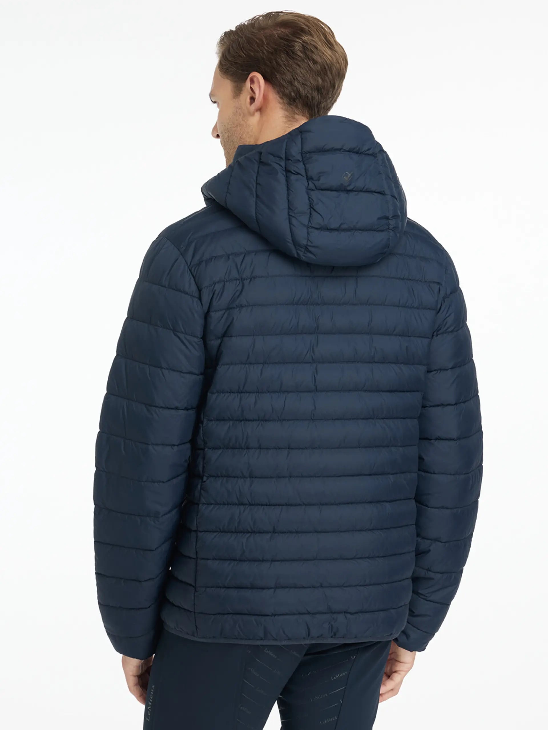 LEMIEUX Men's Navy Hooded Puffer Jacket: Water-Resistant, Lightweight, Recyclable Fill. Shop Now!