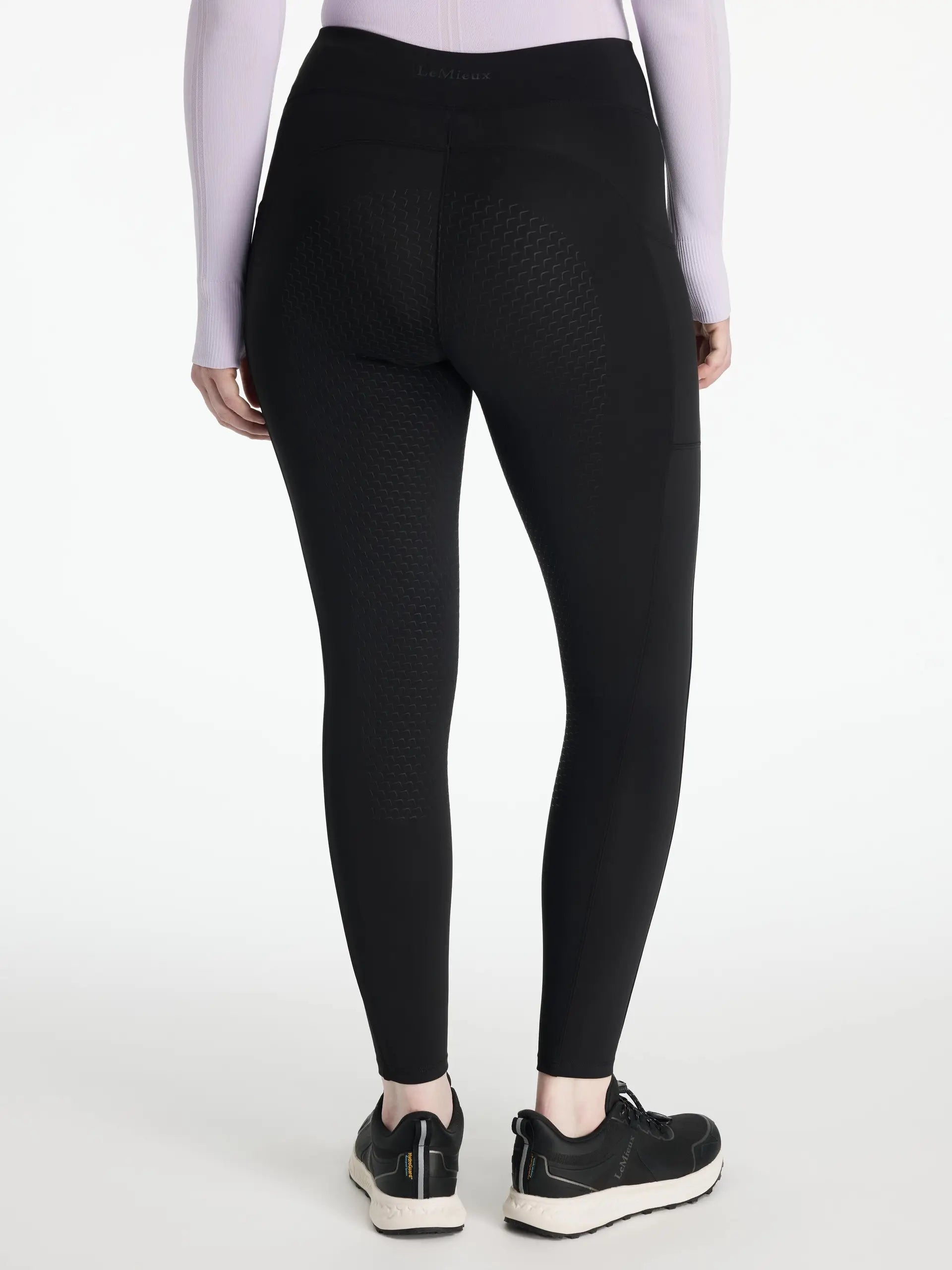 LE MIEUX Natalie Brushed Pull On Black Riding Leggings - Thermal, Full Seat Grip, Reflective Details