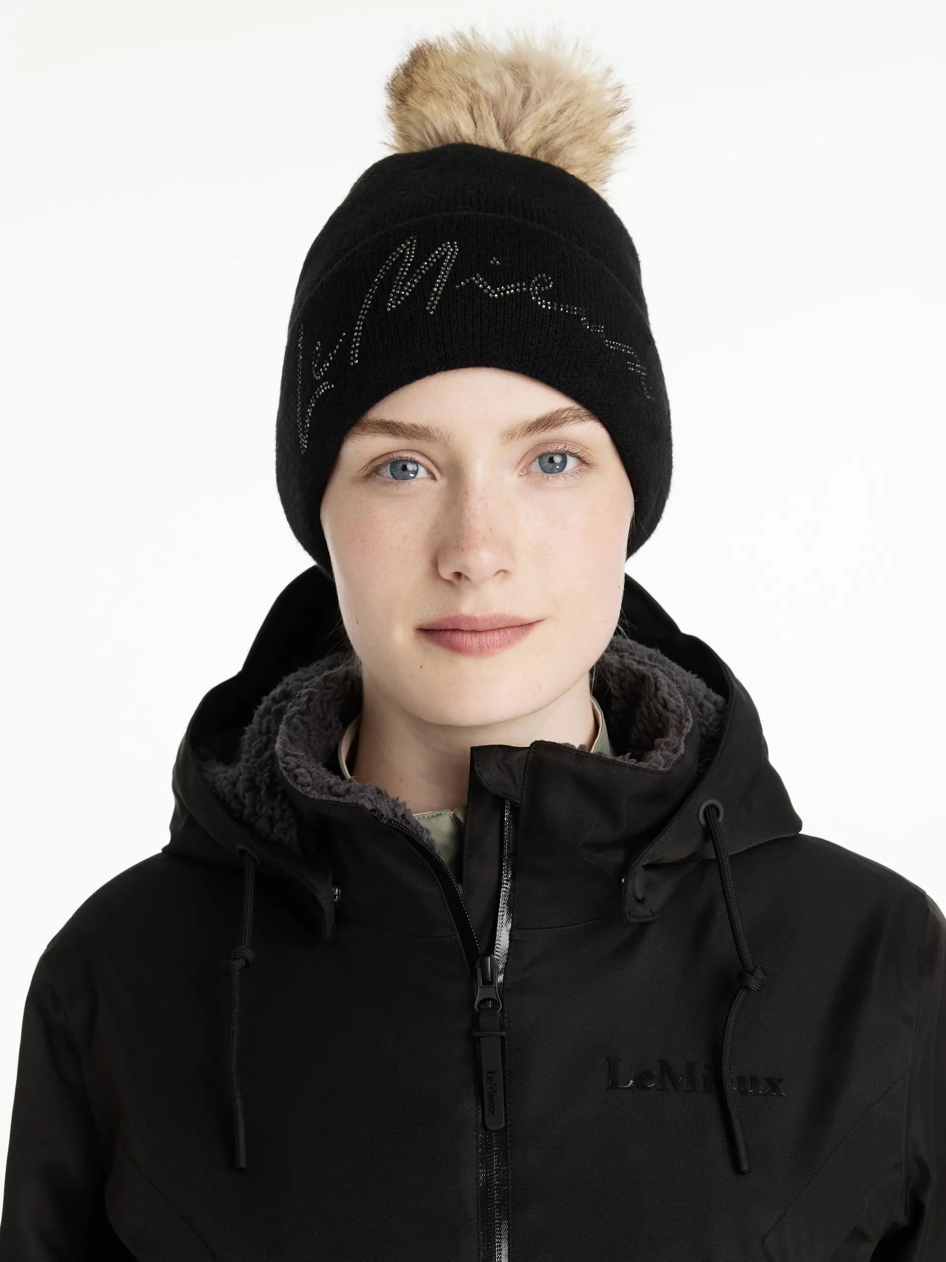 Lemieux Sparkle Beanie - Black Winter Hat with Pom Pom and Sparkling Detail