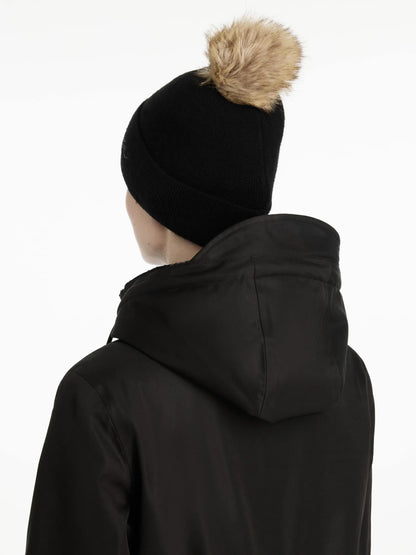 LeMieux Sparkle Beanie Black: Winter Hat with Fur Pom, Rib Knit Sparkle Headband