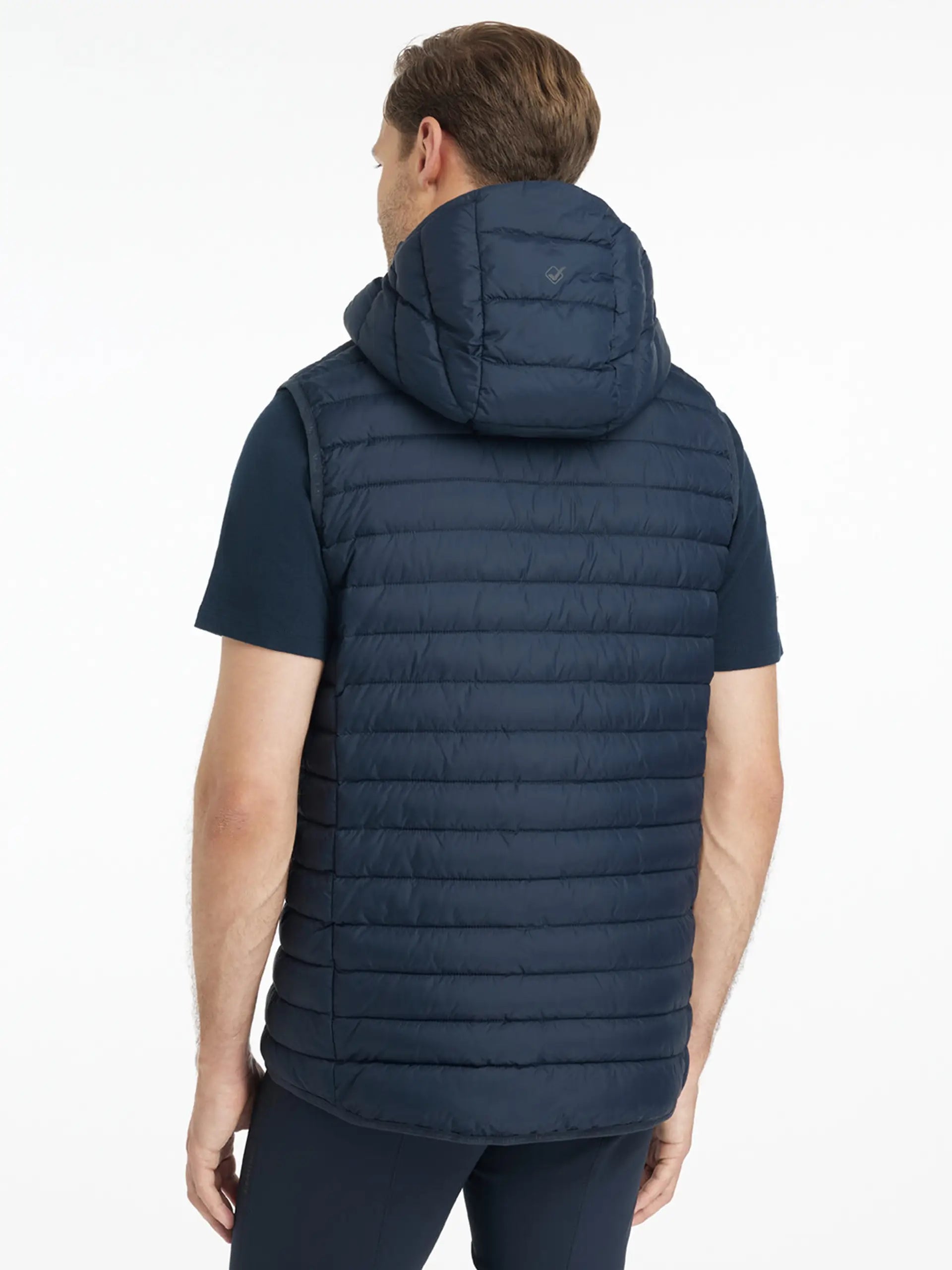 Men's LeMieux Navy Hooded Puffer Gilet | Lightweight Water-Resistant Vest from Equiflair