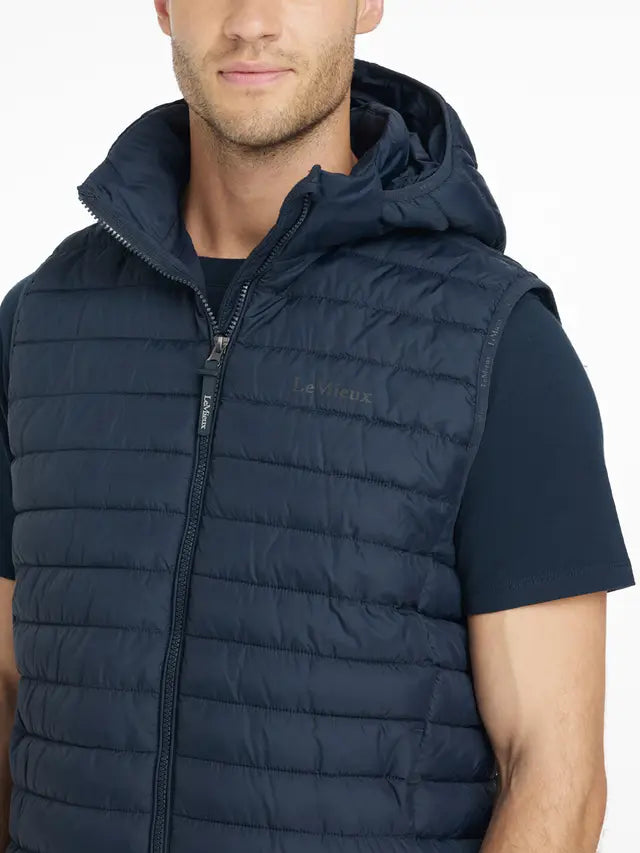 LeMieux Mens Navy Hooded Puffer Gilet: Stylish & Practical Men's Vest