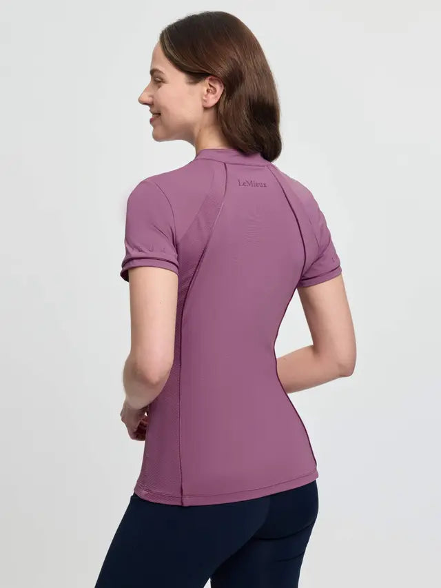 LeMieux Lisa Mesh Base Layer Mallow - women's riding top with mesh panels and flattering fit.
