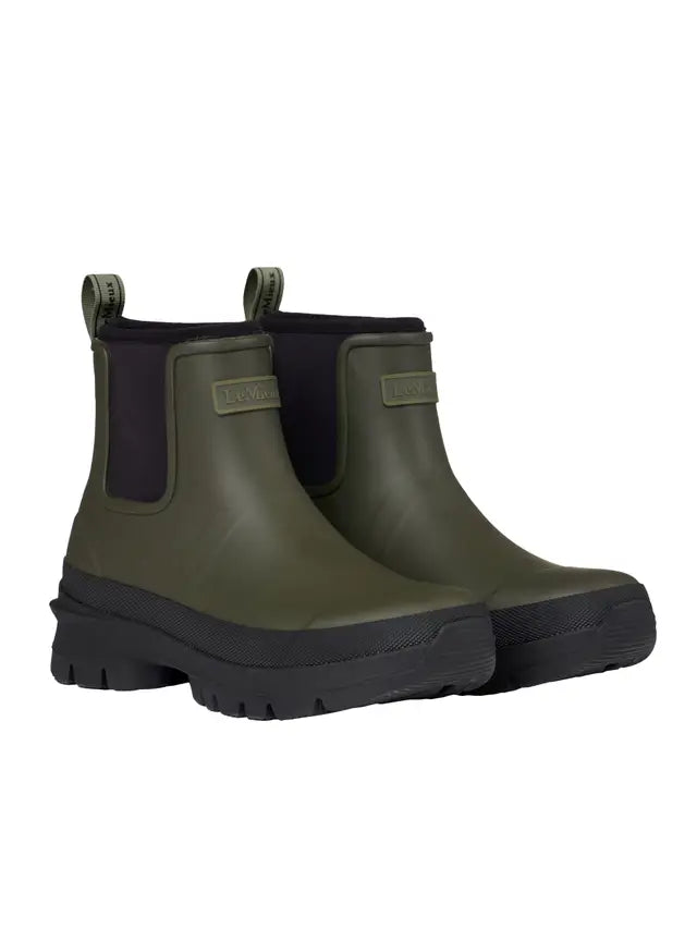 Lemieux Bramshaw Olive Chelsea Wellies: Waterproof Rubber Boots for Women