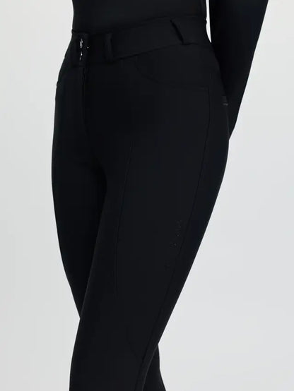 LeMieux Brilliance Knee Grip Breeches Black - Performance equestrian riding pants with sparkle detail.