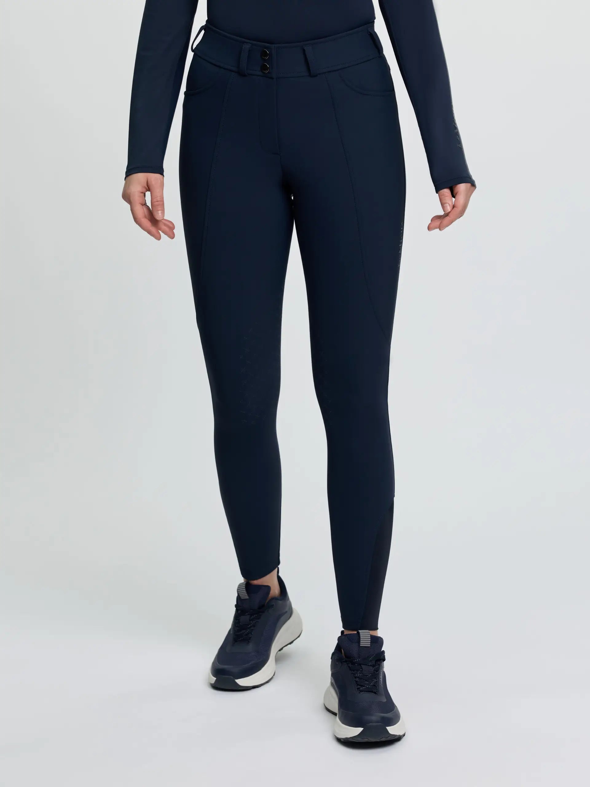 LeMieux Brilliance Navy Knee Grip Breeches for Women | Equestrian Riding Trousers