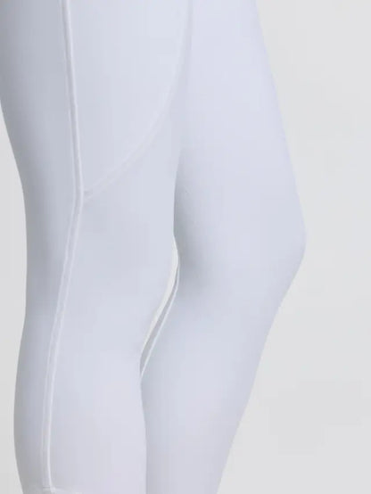 LeMieux Brilliance Knee Grip Breeches in white, featuring a subtle knee grip detail for equestrian riding.