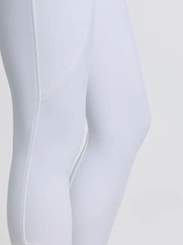 LeMieux Brilliance Knee Grip Breeches in white, featuring a subtle knee grip detail for equestrian riding.