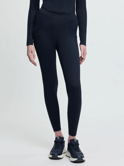 LeMieux Young Rider Sparkle Orla Pull On Navy riding leggings with glitter detail for equestrian.