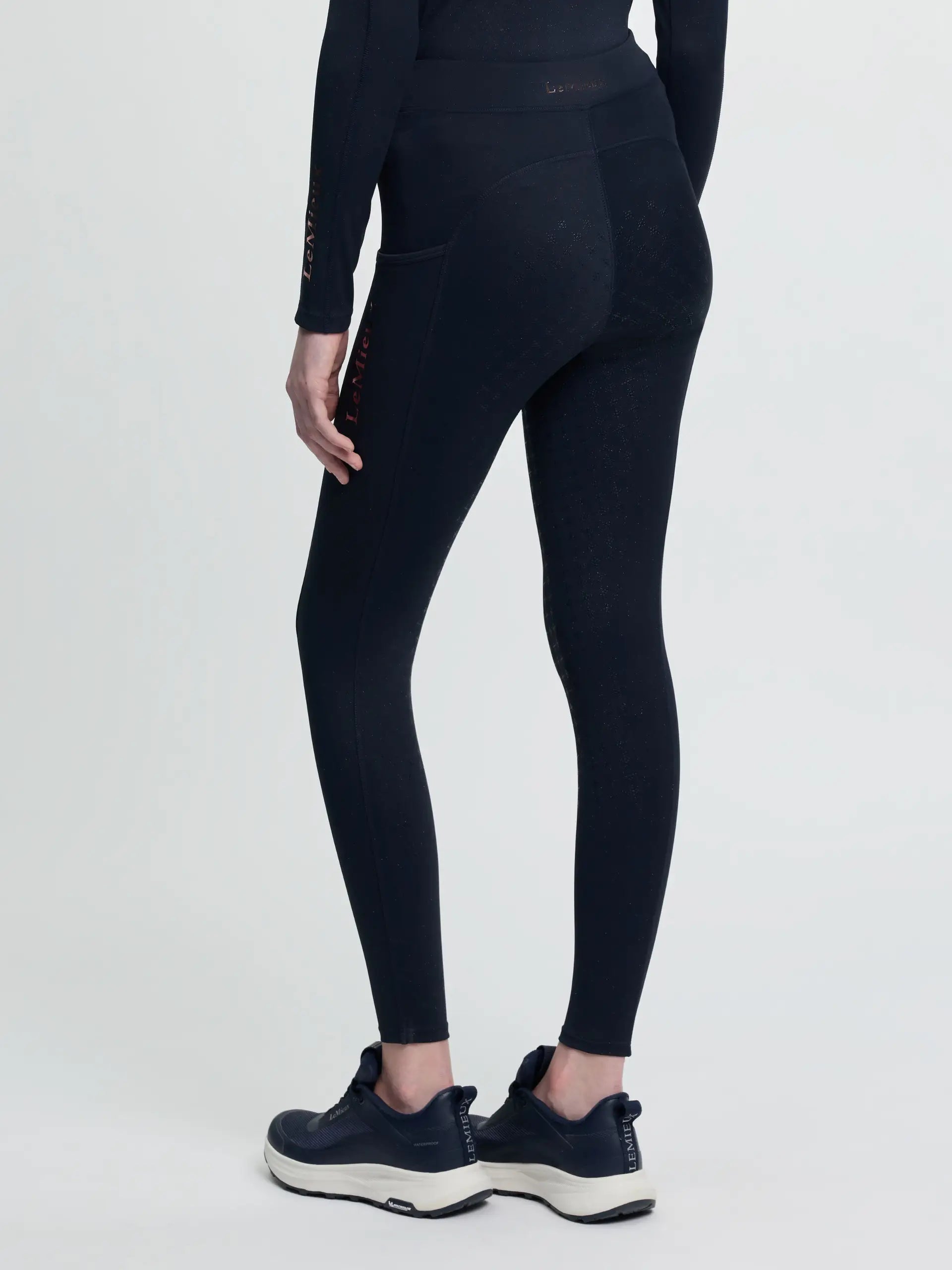 LeMieux Young Rider Sparkle Orla Pull On Navy leggings with full seat grip