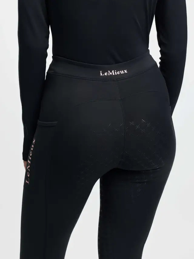LeMieux Young Rider Sparkle Orla Black Pull-On Breeches with Full Seat Grip