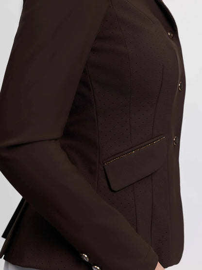 LeMieux Brilliance Diana Ladies Show Jacket Espresso - elegant tailored, breathable mesh, rhinestone details.