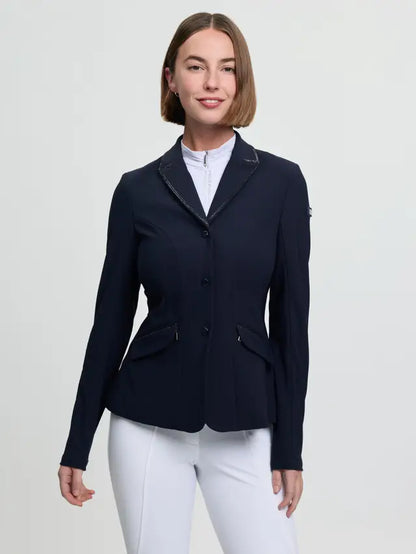 LeMieux Brilliance Diana Ladies Show Jacket Navy - Elegant equestrian riding jacket with rhinestone details.