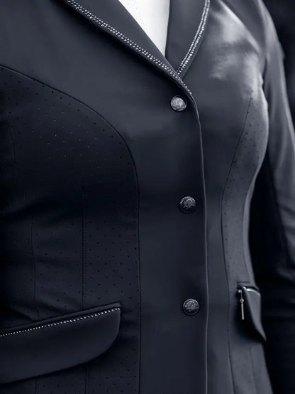 LeMieux Navy Show Jacket with Rhinestones & LM Monogram Buttons - Equestrian Competition Style