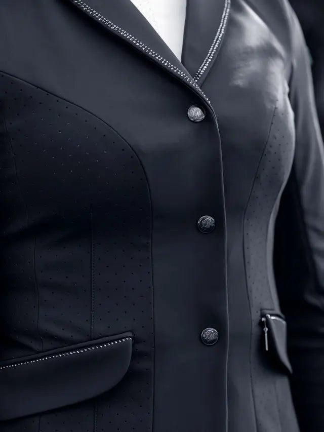 LeMieux Navy Show Jacket with Rhinestones & LM Monogram Buttons - Equestrian Competition Style