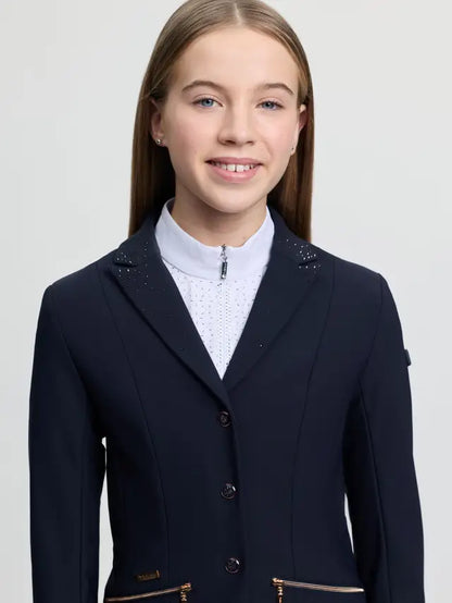 LeMieux Brilliance Junior Pro Show Jacket Navy with rhinestone details for young riders