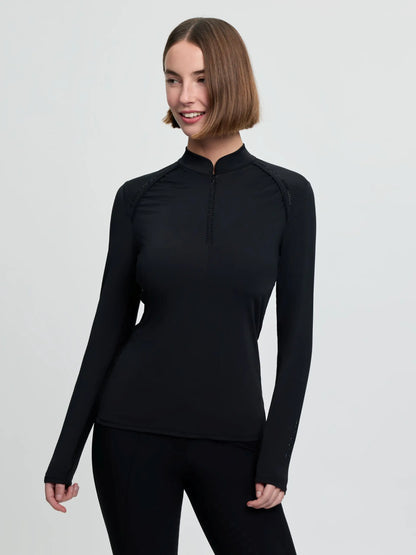 LeMieux Brilliance Base Layer Black Long Sleeve Rhinestone Detail