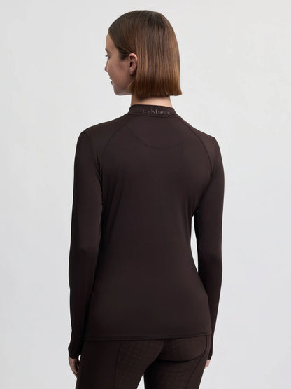 LeMieux women's espresso brown long sleeve performance base layer top