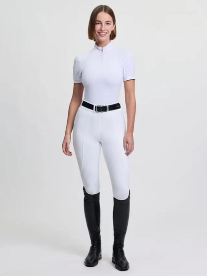 LeMieux Brilliance Verity White Short Sleeve Show Shirt with Rhinestone Detail