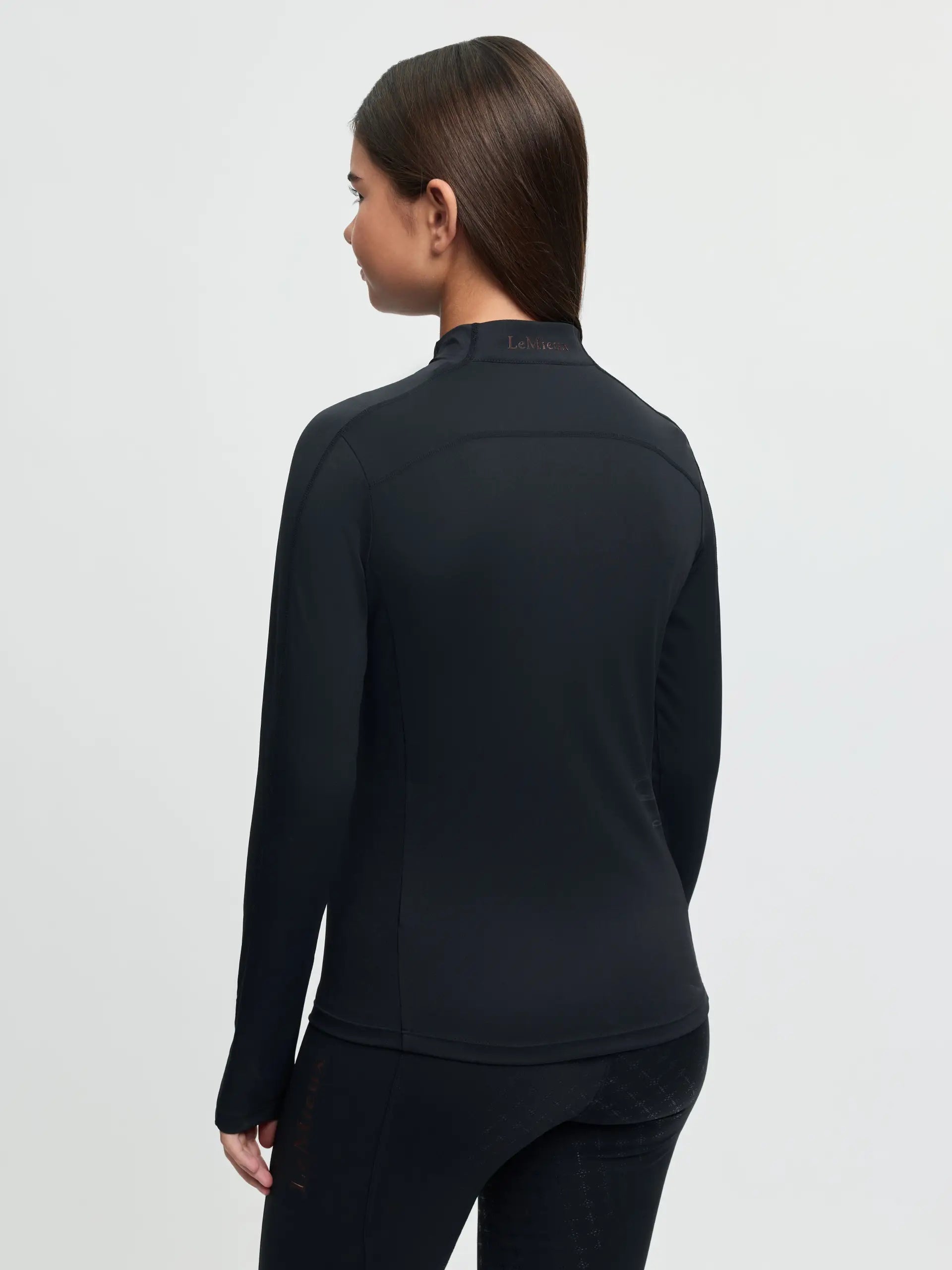 LeMieux Young Rider Sparkle Base Layer Black - Equestrian performance top for girls
