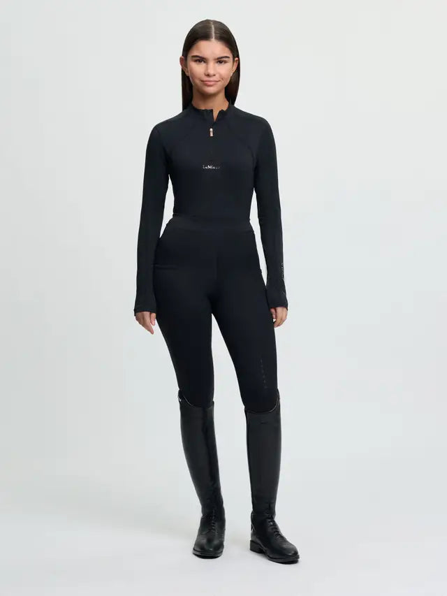 LeMieux Young Rider Sparkle Base Layer Black - Equestrian riding top for girls