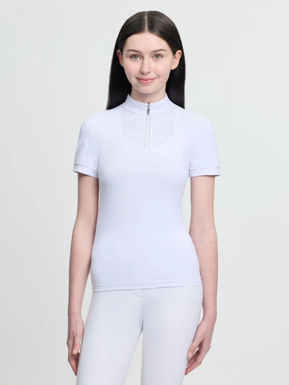 LeMieux Young Rider Brilliance Livvy Short Sleeve White Show Shirt with Rhinestones