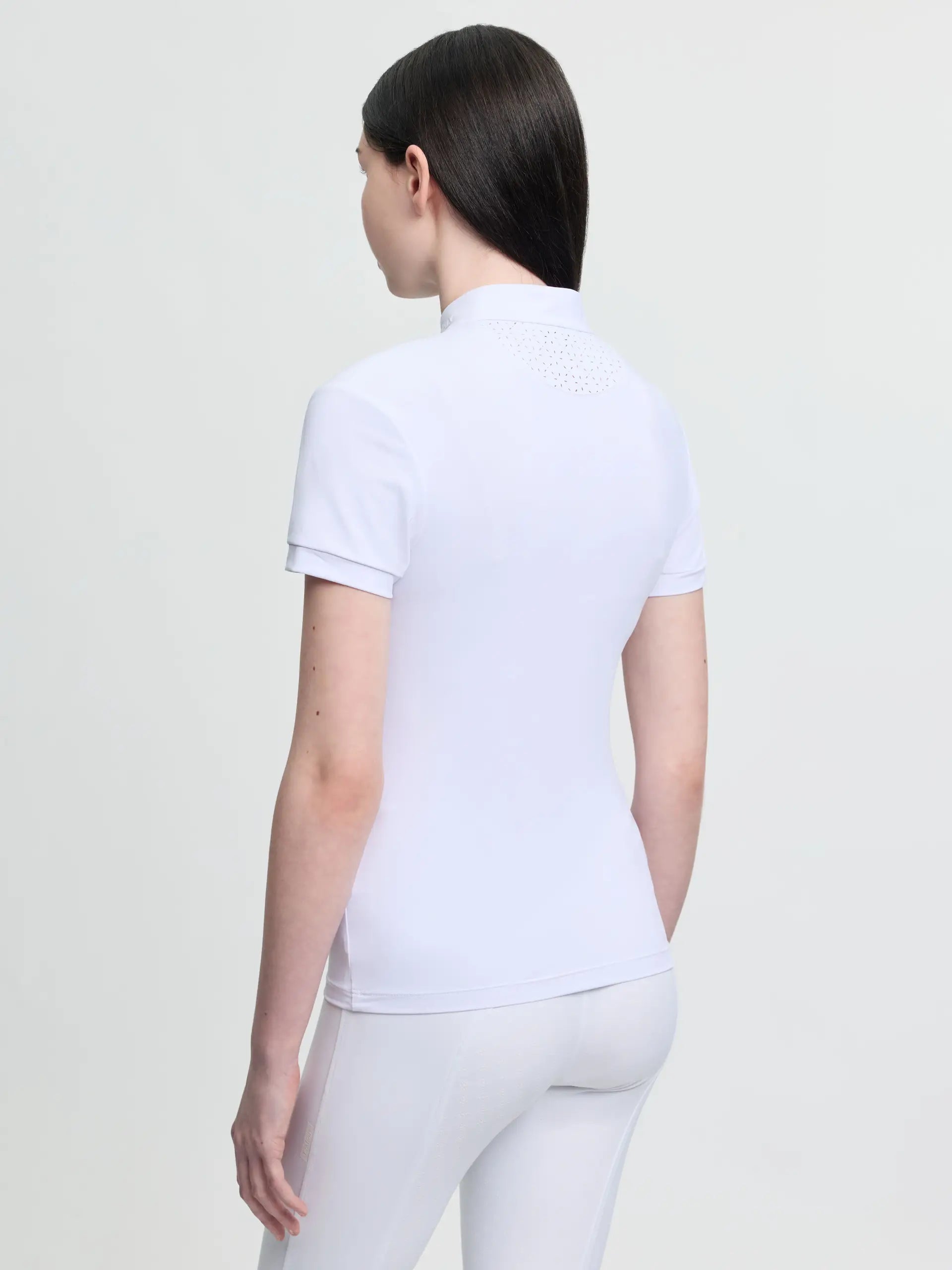 LeMieux Young Rider Brilliance Livvy White Short Sleeve Show Shirt with Rhinestones & Lace