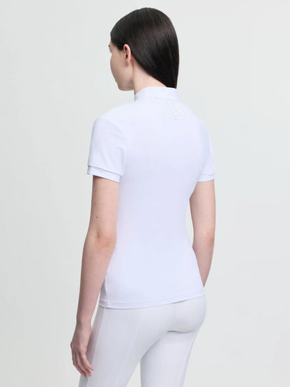 LeMieux Young Rider Brilliance Livvy White Short Sleeve Show Shirt with Rhinestones & Lace