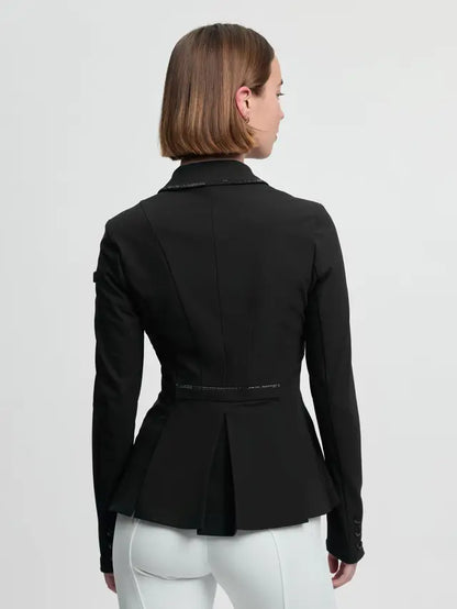 LeMieux Brilliance Diana Ladies Black Show Jacket with Rhinestone Detail and Pleated Hem