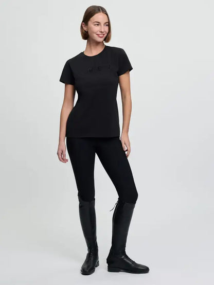 LeMieux Brilliance T-shirt Black: Women's riding apparel with elegant rhinestone detail.