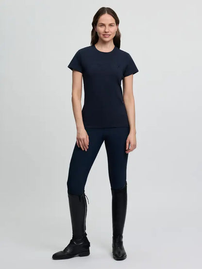 LeMieux Brilliance T-Shirt Navy - Women's equestrian riding shirt with rhinestone detail.