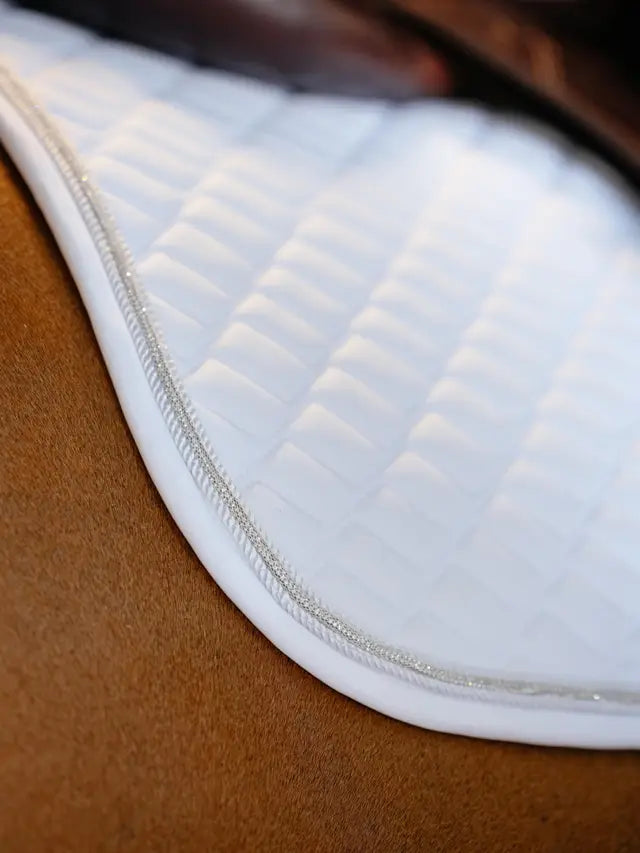 LeMieux Brilliance Close Contact Square Saddle Pad White with Sparkle Detail