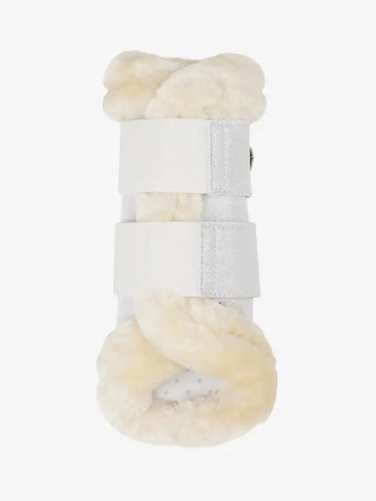 LeMieux Brilliance White Fleece-Edged Brushing Boots for horses