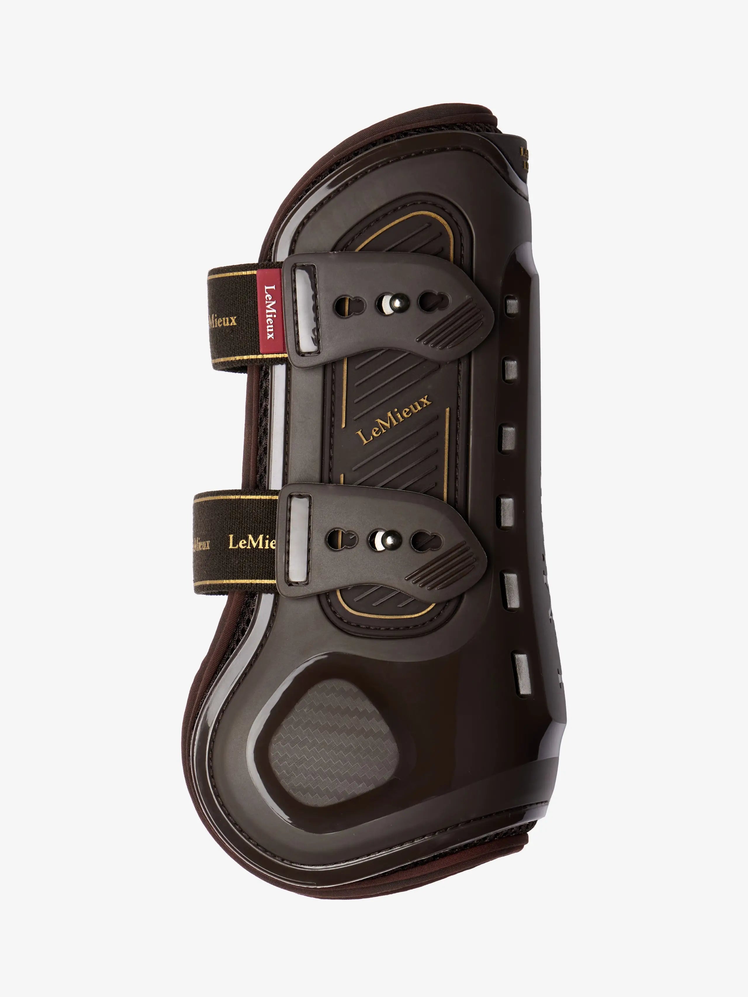 LeMieux Impact Pro Tendon Boots Brown - Horse leg protection with impact absorption & cooling vents.