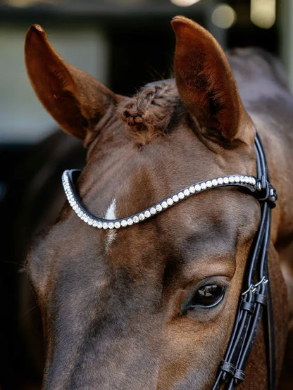 LeMieux Kudos Anatomic Dressage Bridle brown leather with crystal browband