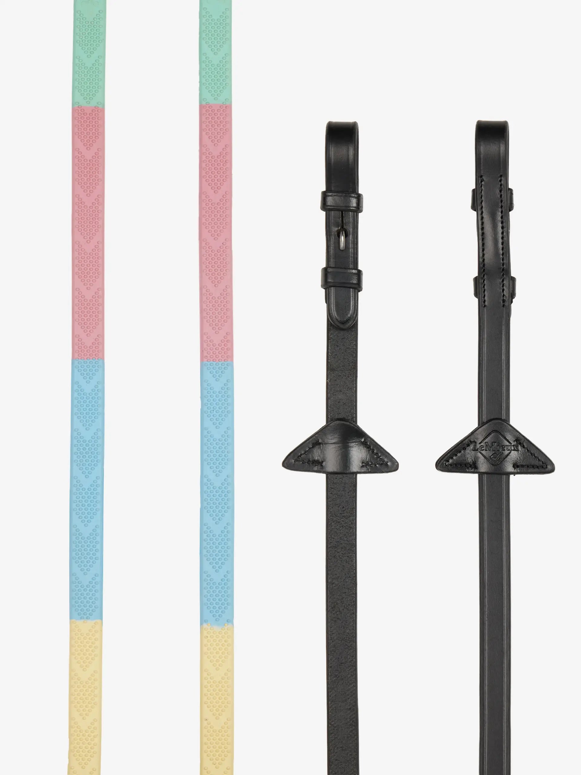 LeMieux Versa Grip Reins in Spring Pastels with bobbly grip for horses.