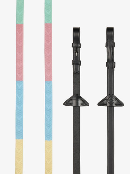 LeMieux Versa Grip Reins in Spring Pastels with bobbly grip for horses.